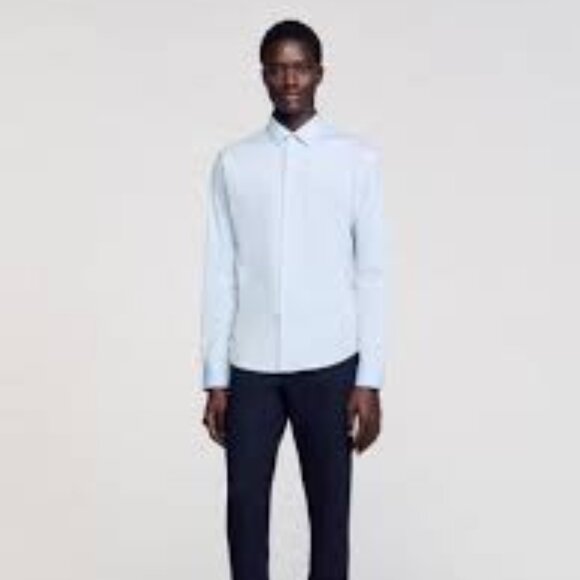 NWT: Sandro Seamless Stretch Button Up Shirt Size XXL - Picture 1 of 8